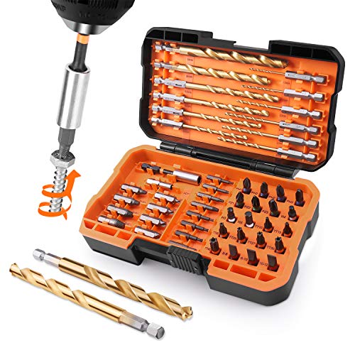 Juego de Brocas TACKLIFE DDS02 50 Puntas Profesional, 20 Puntas, 16 Extractor de Tornillo, 12 Broca Helicoidal, 1 Portapunta Magnética, 1 ADP, Adecuado para Una Variedad de Lugares