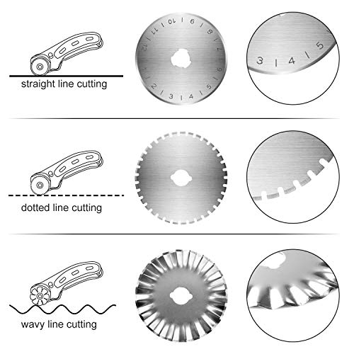 Juego de Cortador Giratorio con Rotary Cuchillas de Corte 45 mm (Reemplazos 6pcs) Corte de Cuero y Otros Proyectos de Bricolaje BO005