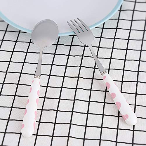 Juego de cubiertos Cuchara Cuchillo Tenedor, 2 piezas de vajilla de acero inoxidable con juego de caja para niños(Rosado)