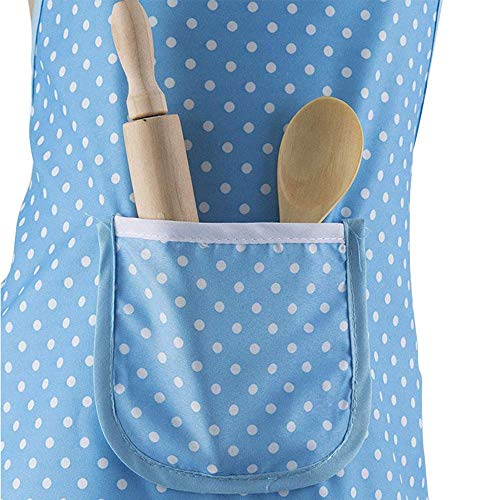 Juego de delantales para niños, juego de cocción de cocinero con delantal, sombrero de cocinero, manopla de cocina, otros utensilios para bebés y chef (11 piezas), azul