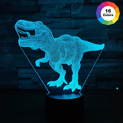 Juego de dinosaurios, 3 unidades, luz nocturna 3D, 16 colores cambiantes, luces nocturnas para niños con mando a distancia, regalo de cumpleaños T Rex para niños a partir de 2 años, 3 4 5 6 años