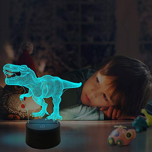 Juego de dinosaurios, 3 unidades, luz nocturna 3D, 16 colores cambiantes, luces nocturnas para niños con mando a distancia, regalo de cumpleaños T Rex para niños a partir de 2 años, 3 4 5 6 años