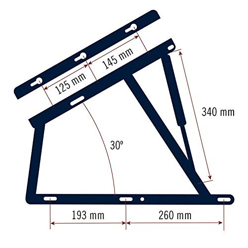 juego de dos bisagras para canapé con dos resortes brida de 1250N, para cama de 150cm