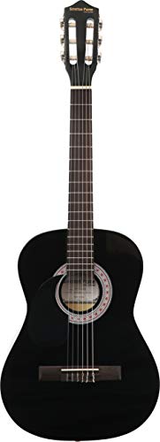 Juego de guitarra infantil clásica con cuerdas de nailon, para zurdos, tamaño 3/4 (91,44 cm), negra