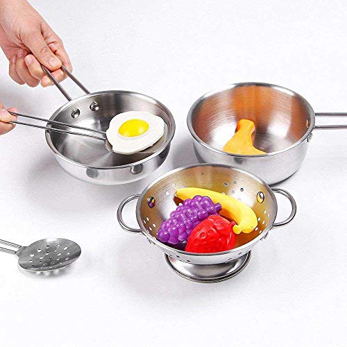 Juego de ollas y sartenes de cocina Teepao, juego de cocina para niños con acero inoxidable, utensilios de cocina para juegos de cocina