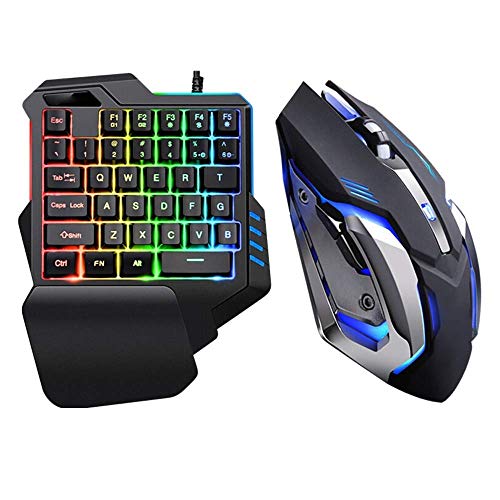 Juego móvil Teclado con una Sola Mano Comer Pollo Artefacto/Left Hand Mini Teclado Mouse Set, con una Mano Colorido Teclado retroiluminado Teclado Ratón Gaming xiao1230