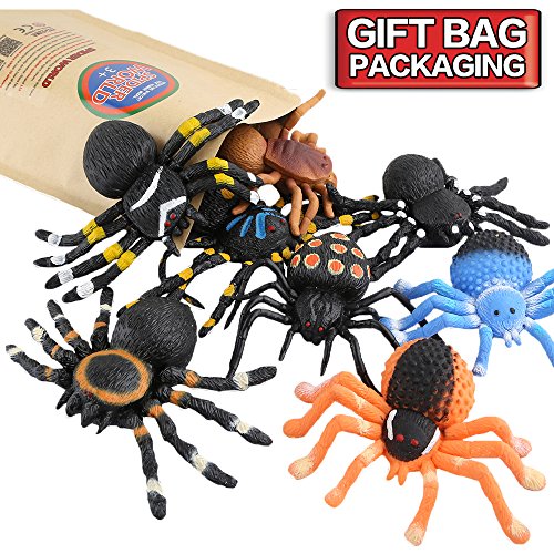 Juguetes de Araña Negra de Goma de 5 pulgadas (8 paquetes),super elasticidad. Favoritos para la Mascarada de Halloween Horripilante del Mundo Zoológico: Bromas Práctica Nuevas, Viuda Negra