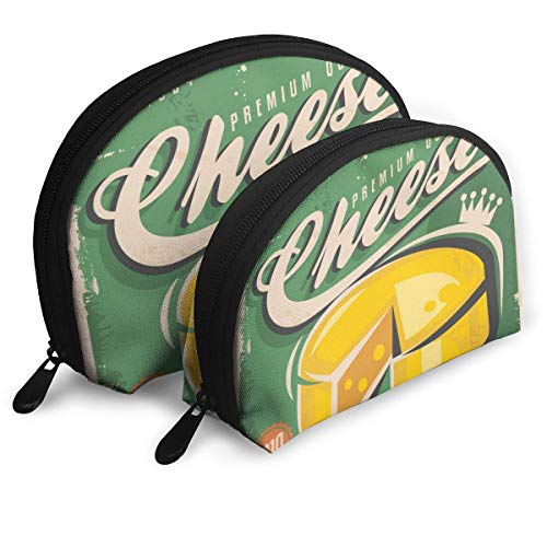 JUKIL Letrero de Metal Retro Queso Bolsas de cosméticos de Viaje para Mujer Bolsa de Embrague de Maquillaje a Prueba de Agua de 2 Piezas Bolsa de Organizador de cosméticos y artículos de tocador Bols