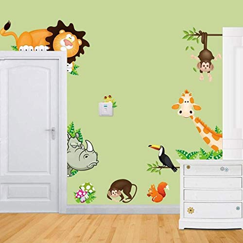 Jungle Wild Animals DIYwall Sticker Baby Room Cartoon Wall Sticker Decoración para el hogar 1228 Decoración de muebles 31 de julio @ THE