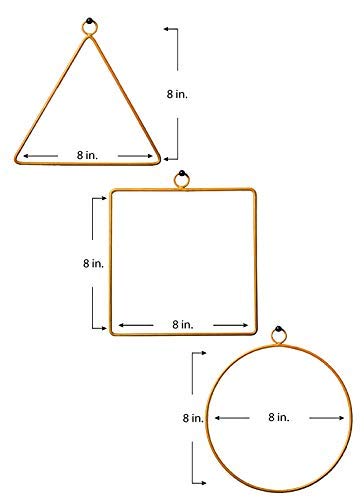 JUNICON Jun - Juego de 3 Aros Redondos de Metal con Acabado Dorado, para arreglos Florales, Manualidades, Anillos atrapasueños y Aros de macramé, con Cordel de Yute como Regalo