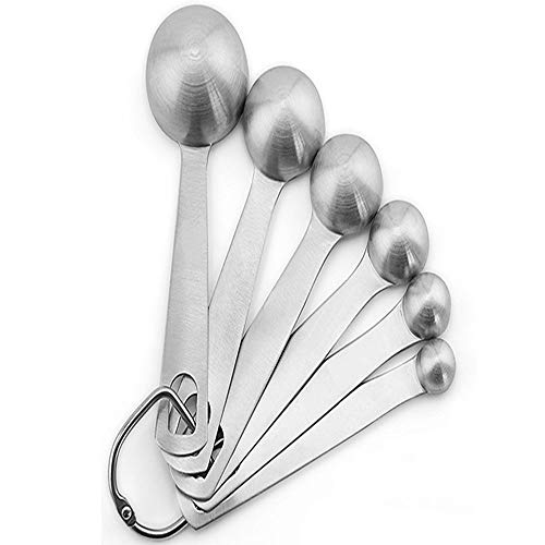 JUNSHUO Juego de 6 cucharas medidoras de acero inoxidable para ingredientes secos y líquidos, Cucharas Medidoras Herramientas de Cocina Cucharas Inoxidable de,aptas para el hogar, cocina, hornear.