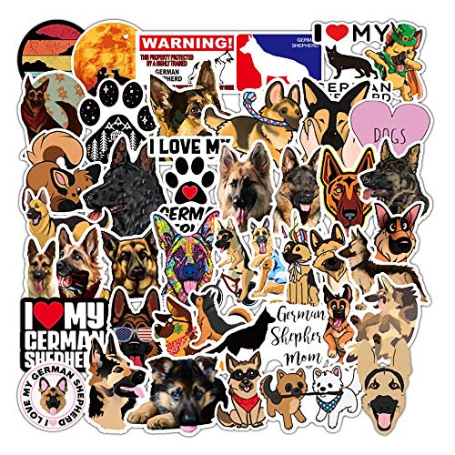 JUNZE Pegatinas de Dibujos Animados de Perro Pastor DIY Equipaje Guitarra monopatín Pegatinas geniales Juguete clásico para Regalo de Chico Pegatina Decak 50 Uds