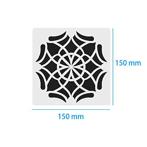 Jurxy 16 unidades de plantillas de dibujo de mandala reutilizables para pintar con puntos herramientas de pintura geométrica pintura sobre madera de aerógrafo rocas y paredes arte 6 pulgadas Estilo 2