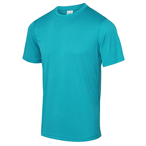 Just Cool - Camiseta lisa para hombre, Primavera-Verano, envolvente, Liso, Manga Corta, Hombre, color Azul Turquesa, tamaño L