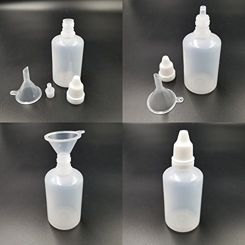 JZK 10 x Botes cuentagotas plástico Botellas cuentagotas 50ml con Vaso medidor, pipetas, embudos y frascos cuentagotas para líquidos esencias Aromas