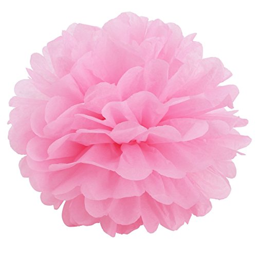 JZK 10 x Rosa flores de papeles pompones 25 cm decoraciones de comunión para boda cumpleaños fiesta halloween navidad pom pom pon pon pompom