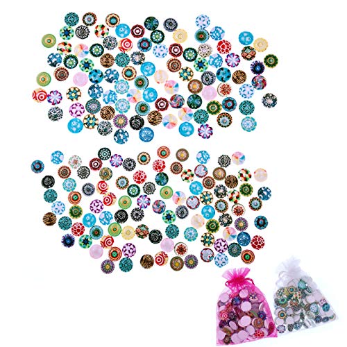 JZK 180 x Mosaico redondo manualidades mezclado cabujones estampados 12mm, Cabujones de 14 mm Flatback Dome medio redondo para manualidades joyería, Álbum de recortes, Artesanía y bricolaje.