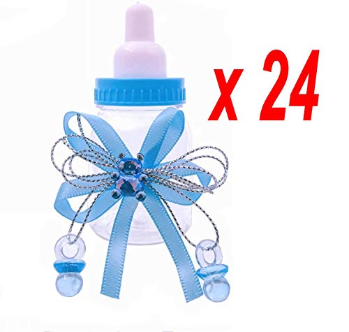 JZK 24 x Azul biberones favores Baby Shower Cajas Regalo para Baby Shower Fiesta cumpleaños niño Bautizo Bautismo recién Nacido