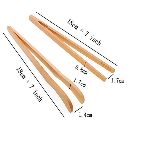 JZK 6 x Pinzas de Cocina bambú alicates pequeños para tostadora Cocina Tostadas Alimentos Ensalada Comida, Pinzas para Tocino té