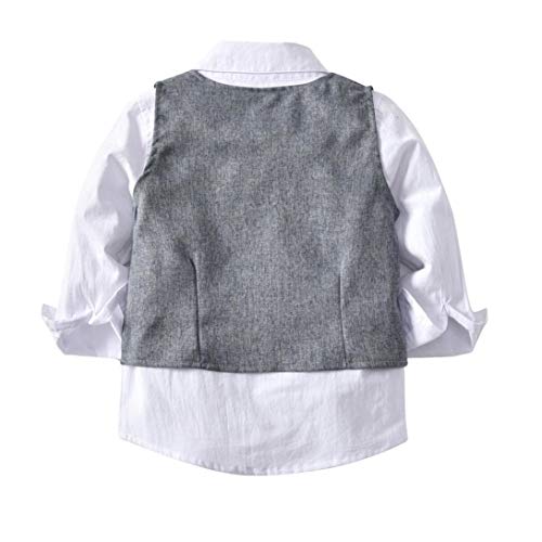 K-youth Conjunto de Cuatro Piezas para Bebé Niño 1-4 Años Ropa Niño y Niña Gentleman Camisa de Manga Larga Bowtie + Chaqueta + Pantalones Traje de Bautizo Fiesta Boda Ceremonia