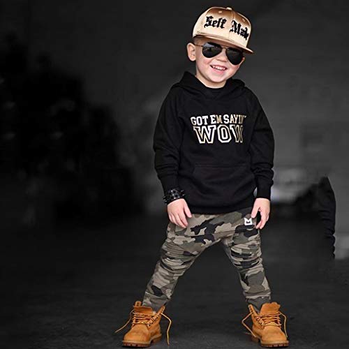 K-youth Ropa Bebé Niño Invierno Chandal Niño Conjuntos Bebe Niño Deportivas Traje Bautizo Recien Nacido Chico Ropa de Niñas Sudadera con Capucha Tops + Camuflaje Pantalones (Negro 2, 5-6 años)