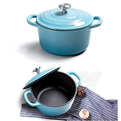 kaige De Hierro Fundido esmaltado del Horno holandés, Plato de la cazuela Antiadherente con Tapa, Cocina Redonda quemadores cazuela, 1,26 Cuartos Multi Olla de la Olla Roja (1,2 l) WKY