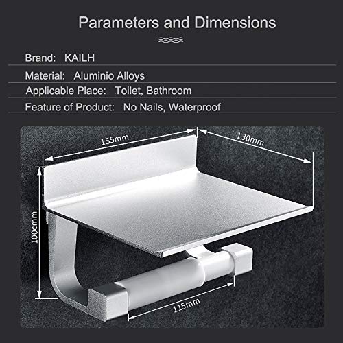 KAILH Portarrollos para Papel Higiénico con 3M Self Adhesivo 4.0, Doble para Portarrollos Baño Adhesivo, Accesorios Baño sin Taladro, Soporte Papel Higienico de Aluminio Acabado Mate