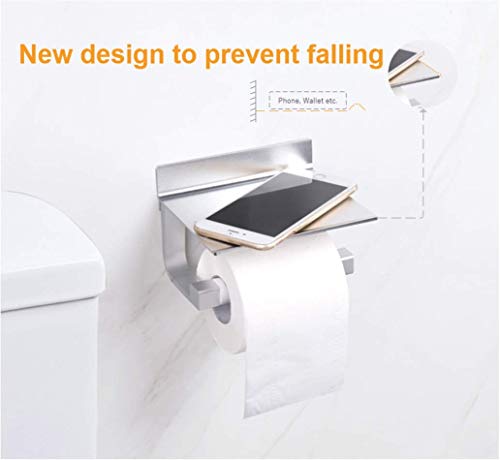 KAILH Portarrollos para Papel Higiénico con 3M Self Adhesivo 4.0, Doble para Portarrollos Baño Adhesivo, Accesorios Baño sin Taladro, Soporte Papel Higienico de Aluminio Acabado Mate