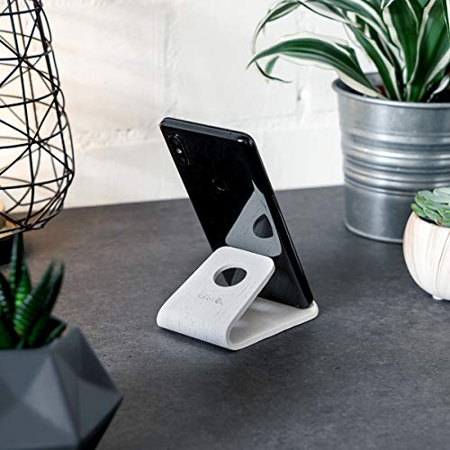 kalibri Soporte de Madera para móvil - Soporte Universal para Smartphone Tablet - Apoyo Compatible con Dispositivos móviles en en Blanco