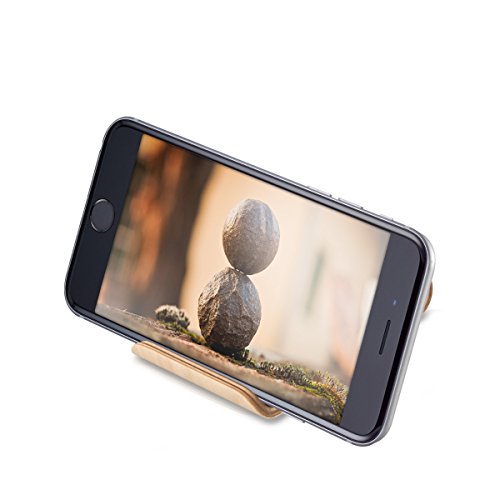 kalibri Soporte de Madera para móvil - Soporte Universal para Tablet y Smartphone - Stand Holder Compatible con iPhone Samsung Galaxy - marrón Claro