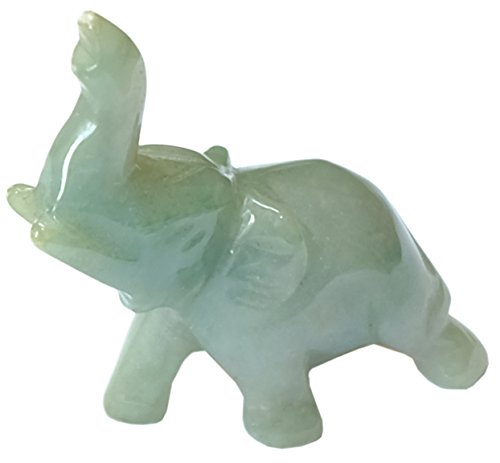 Kaltner Präsente – Regalo Idea – Figura de elefante con trompa hacia arriba como la suerte de la piedra preciosa jade jadeíta (Medidas aprox. 39 x 42 mm)