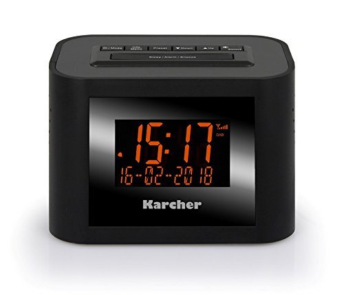 Karcher Dab 2420 - Radio Despertador estéreo (Dab+, FM-PLL con RDS y presintonías, Pantalla Regulable, Alarma Dual, función de Fin de Semana/repetición, Temporizador de suspensión), Color Negro