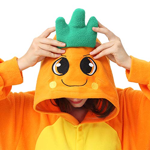 Katara-Kigurumi Pijamas Diferentes Animales y Tamaños, Adultos, Talla 165-175cm, Color Zanahoria Naranja, (1744)