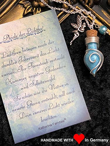 Katharina Fairytale Lucky Charm Vial de la luz del Resplandor - Collar del Encanto de la luz de Hadas - Talisman Amuleto - Botella de Vidrio con Polvo de Hadas por