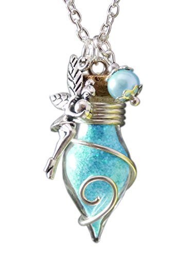 Katharina Fairytale Lucky Charm Vial de la luz del Resplandor - Collar del Encanto de la luz de Hadas - Talisman Amuleto - Botella de Vidrio con Polvo de Hadas por