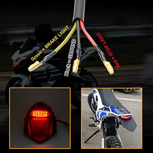 KaTur ‒ Guardabarros trasero con luz trasera de freno LED para motocicleta de motocross, enduro (lente roja)