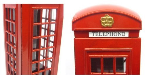 KAV Original British English Metal Alloy Money Coin Spare Change Piggy London Street Red Telephone Booth Bank Souvenir Model Box Jar, 6614 cm Aprox.