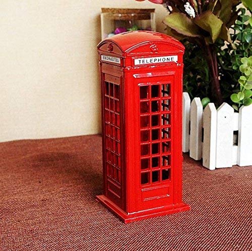 KAV Original British English Metal Alloy Money Coin Spare Change Piggy London Street Red Telephone Booth Bank Souvenir Model Box Jar, 6614 cm Aprox.