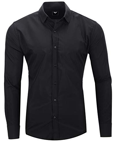 Kayhan Uni Hombre Camisa Slim fit, Black (S)