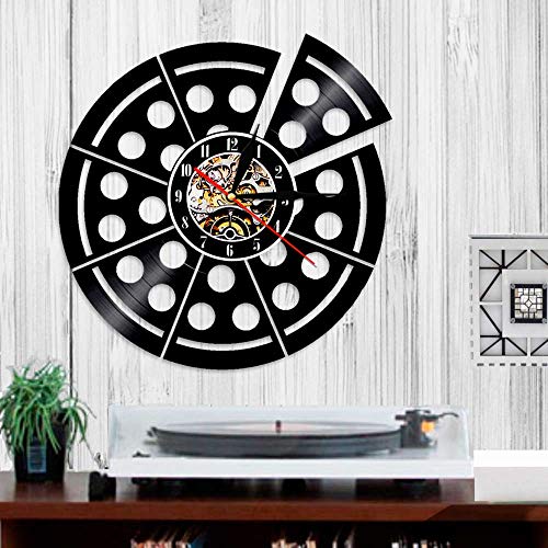 KCOLC Tiempo Reloj de Pared Pizza Reloj de Vinilo LP Record Reloj de Tiempo Reloj de época Decoración para el hogar Regalo de Arte Diseño silencioso 12 Pulgadas No LED