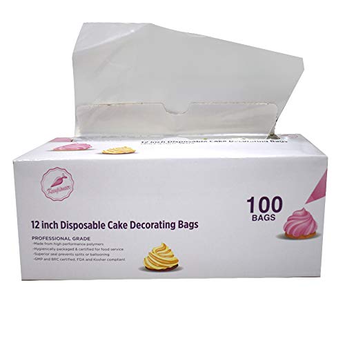 Keenpioneer Bolsas desechables para decoración de pasteles y repostería con dispensador (12 pulgadas, 100 bolsas)