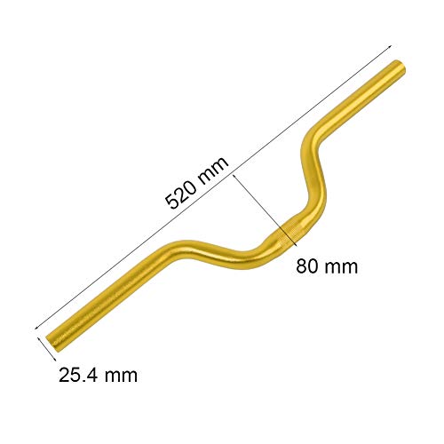 Keenso Manillar de Bicicleta, aleación de Aluminio Bicicleta de montaña Barra elevadora Ciclismo Deportes Barra elevadora Componentes 25.4 mm × 520 mm(Dorado)