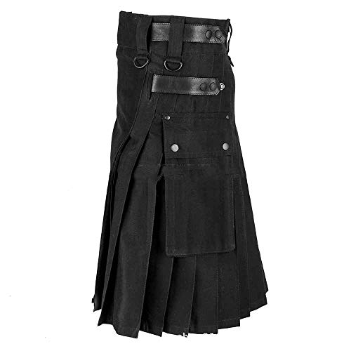 keepmore Faldas escocesas Medievales Tradicionales de Highland para Hombres Combat Utility Kilt con Bolsillos