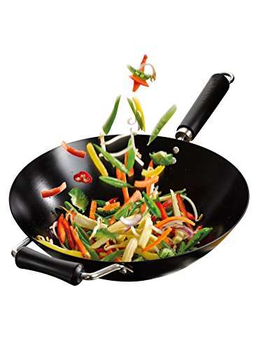 Ken Hom - Miniwok (36 cm, Acero al Carbono, Antiadherente), Color Negro