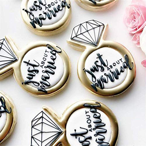 KENIAO Boda Cortadores Galletas para Compromiso - 6 Piezas - Anillo de Diamantes, Vestido de Novia, Pastel, Placa, Champagne con Lazo y Copa de Champagne con Lazo Moldes Galletas - Acero Inoxidable