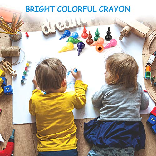 Keten Crayones para Niños Pequeños, 12 Pinturas de Colores Infantiles, Lavables, No Tóxicas y Seguras - Ceras Crayones Juguetes Apilables para Bebés, Niños y Niñas