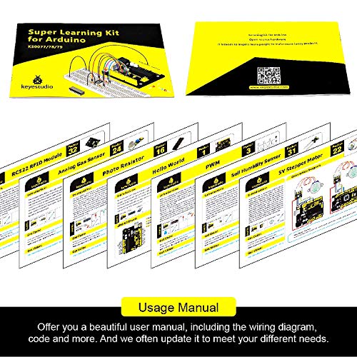 KEYESTUDIO Conjunto Mas Completo y Avanzado de Iniciación Compatible con Arduino IDE con Motor Paso a Paso, Guías Tutorial, Compatible con Arduino IDE para R3 con, MEGA2560, Nano, Raspberry Pi