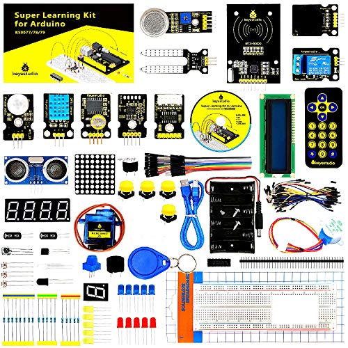 KEYESTUDIO Conjunto Mas Completo y Avanzado de Iniciación Compatible con Arduino IDE con Motor Paso a Paso, Guías Tutorial, Compatible con Arduino IDE para R3 con, MEGA2560, Nano, Raspberry Pi