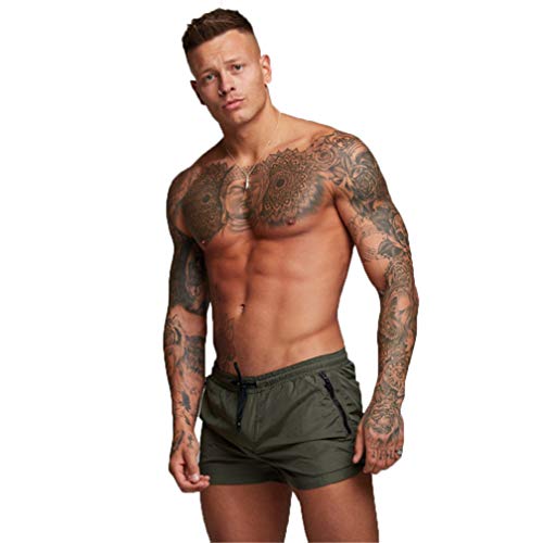 Kfnire Bañadores de natación, Pantalones Cortos de los Hombres de Secado rápido Playa Surf Corriendo Pantalones Cortos de natación Boxeadores Ligero Shorts (EU XL=Tag XXL, Verde)