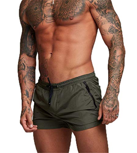 Kfnire Bañadores de natación, Pantalones Cortos de los Hombres de Secado rápido Playa Surf Corriendo Pantalones Cortos de natación Boxeadores Ligero Shorts (EU XL=Tag XXL, Verde)